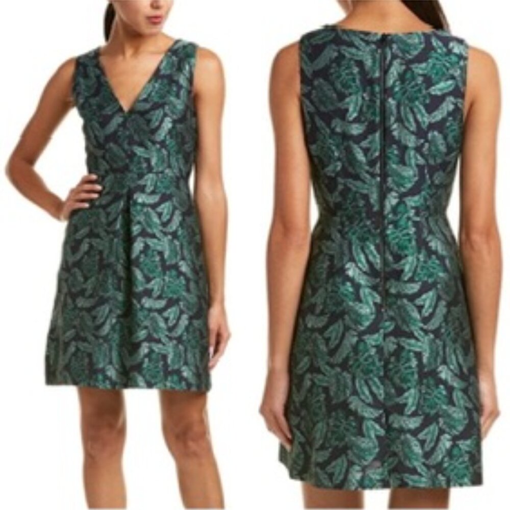 Sam Edelman Green Leaf/Pam Monstera Jacquard Dress Sz 6 🌴